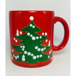 Vintage Waechtersberg Christmas Tree Mug W. Germany Red Ceramic Coffee Cup